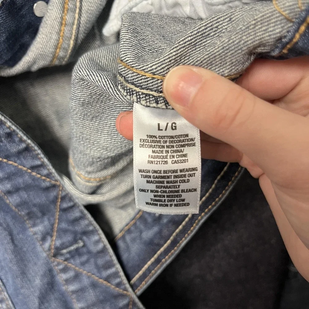 Y2K Aeropostale Cropped Denim Jacket Womens Large Button Front Collared Spring - Picture 4 of 8